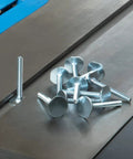 Beefy One Quarter Twenty Miter T Slot Bolts For Table Saw And Router Table, Two Inch Long, Fits Three Quarters By Three Eighths Miter Slot, Ten Pack, Great For Featherboards And Fixturing Jig Setups on table surface