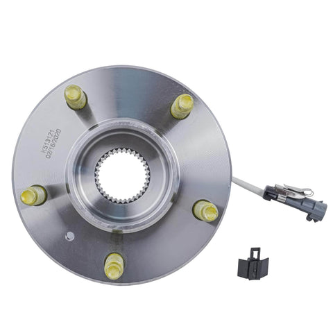 Front view of Front Wheel Hub & Bearing Assembly Set (2) for Chevy Impala showing 5-bolt hub with ABS sensor wire