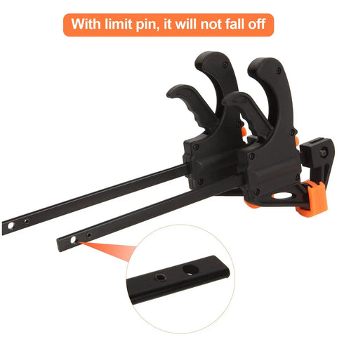 4 Inch Bar Clamps For Woodworking 8 Pack Quick Grip One Handed Ratchet Clamps showing limit pin detail