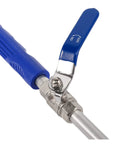 Blue garden hose nozzle sprayer with metal connector and ON/OFF lever