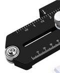Close-up of Extended Thin Ripping Jig for Woodworking, aluminum alloy, dual bearings, black, precise drift-free cutting guide.