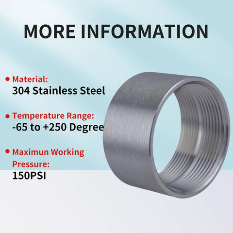 Stainless Steel 304 Weld On Bung Fitting 2 Inch NPT Female Thread Two Pack with specifications and material details.