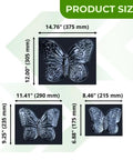 Three Butterfly Stepping Stone Molds Set Of 3 For DIY Concrete Path Pavers Garden Walkway Stones with dimensions and sizes displayed