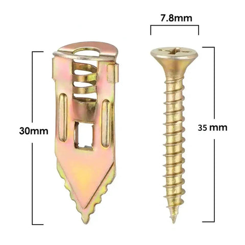 Self Drilling Drywall Anchor Kit With Heavy Steel Anchors And Screws 30 Or 50 Pack Quick Install For Drywall Mounts, 30mm anchor and 35mm screw