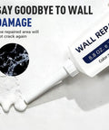 All In One Drywall Repair Kit With Scraper For Quick Patch Up And Hole Crack Fix No Mess Mending Paste Includes Two 250g Tubes Nozzle Extender Sandpaper And Durable Scraper For Easy DIY Home Repairs tube of wall repair paste being applied on a white wall