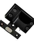 Rock Solid Brushed Steel Hydraulic Glass Door Hinge Dead Quiet Self Closing System view with screws mounted for secure installation.