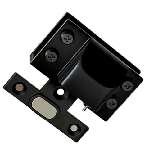 Rock Solid Brushed Steel Hydraulic Glass Door Hinge Dead Quiet Self Closing System view with screws mounted for secure installation.