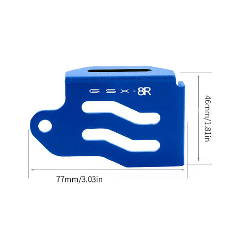 Blue Premium Beefed-Up CNC Aluminum Rear Brake Fluid Reservoir Cover Guard For GSX8R GSX8R 2024 2025 Motorcycle, 77x46mm
