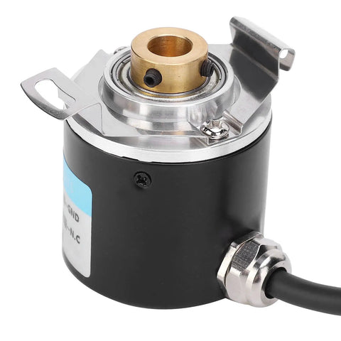 Close-up of AB 2 Phase Hollow Shaft Encoder DC 5-24V 6-8mm Quadrature Encoder For Office Automation And Engineering, Durable Aluminum Build