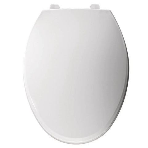 Heavy Duty Commercial Toilet Seat With Cover Elongated White Industrial Grade Stay-Tite Secure Install System Non Slip Stainless Steel Hardware Resists Rust Built To Last In Busy Restrooms