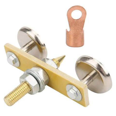 Heavy Duty Welding Magnetic Head With Quick Ground Clamp For Fast Mechanical Repairs And Insulation Boards Featuring 36mm Diameter Disk and copper connector.