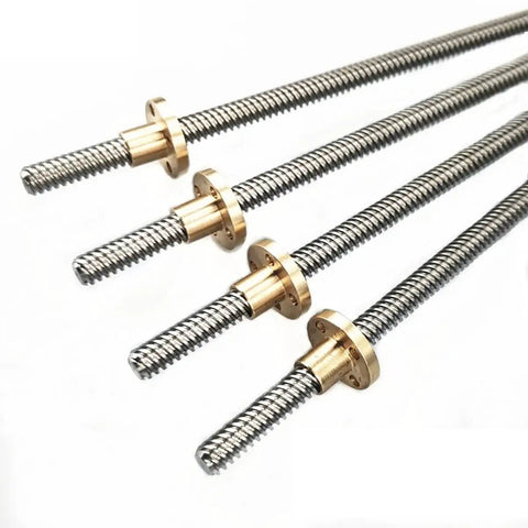 8mm Diameter T8 Trapezoidal Lead Screw For 3D Printers Stainless Steel Easy Install 2mm Pitch Or 10mm Lead Options Durable High Precision Linear Motion Component For DIY CNC And Stepper Driven Machines, angled view