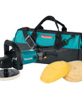 7 Inch Polisher with pro grade variable speed dial, trigger constant speed control, soft start, rubberized handle, and carrying bag