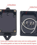 IP65 Waterproof ABS Plastic Project Box Junction Enclosure Built Tough For DIY Electronics Power Housing With Fixed Ear 3 Point 3 X 2 Point 3 X 1 Point 3 Inches Black Indoor Outdoor Rugged Ready, open with gasket and screws