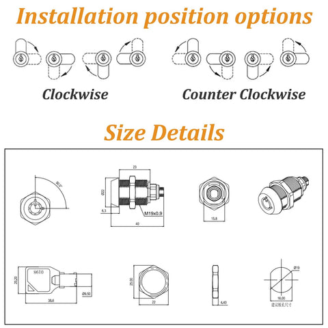Installation instructions and size details for Two Pack Tubular Cam Locks Seven Eighth Inch Cylinder Fits Cabinets And Drawers Keyed Alike Build Boasts Sharp Chrome Plating Hella Secure For RV Doors And Vending Boxes No Fuss Swap Out Every Single Job.
