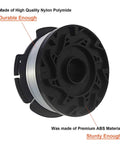Close-up of AF100 String Trimmer Spool Replacement Pro Grade Compatible With Black And Decker, showing nylon spool and ABS material.