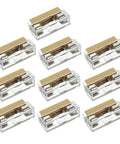 Pack Of 10 6 X 30mm PCB Fuse Panel Mount Holders With Dual Terminals 250V 10A Durable Plastic And Metal Construction For Automotive And Electrical Projects Fuses Not Included, front view of fuse holders on white background.