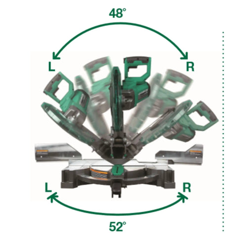 12-Inch Compound Miter Saw With Xact Cut LED Shadow Line System And Dual Bevel, 0-52° miter and 0-48° bevel positioning