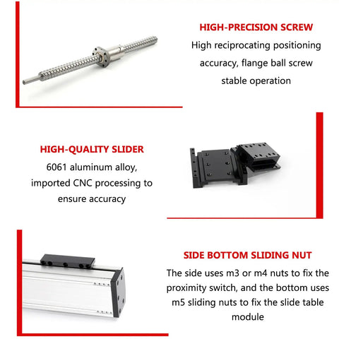 Pro Grade Linear Motion Guide Rail With 50 To 500 mm Travel And 0.03 mm Precision For DIY CNC Engraving Machines And Lathes, beefy slider and ball screw