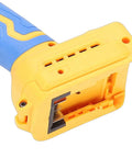 Close-up of the handle of the Badass Cordless Cut Off Tool Featuring Heavy Duty Brushless Motor And Hella Fast 19000 Rpm Speed To Rip Through Metal Wood Plastic And Stone With Detachable Dust Shield.