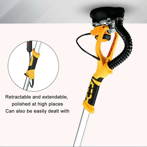 Badass Electric Concrete Surface Planer Angle Grinder 125mm 1600W showing extendable handle and attachment for overhead polishing.