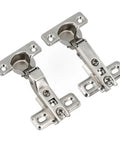 Box Of Two Inset Furniture Hinges Featuring Soft Close Hydraulic Damper For Kitchen Cabinet Doors with silver finish.