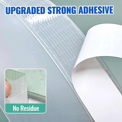Weather-stripping door draft stopper; clear adhesive shower door seal strip, Amazon brand.