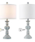 Coastal Vintage Table Lamps Set of 2 For Living Room And Bedroom, 22.75 Inch Tall, Aqua Blue Washed Finish, On/Off View