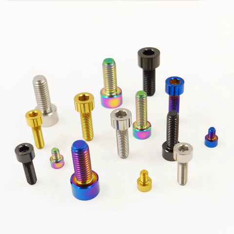 Assorted Heavy Duty Titanium M6 Hex Socket Cap Screws Gold Plated 1.0mm Thread Pitch, Boss Grade, High Strength 6Al/4V Grade 5