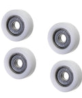 Four Pack Heavy Duty Nylon Roller Idler Bearing Pulleys Running Smooth As Butter With Round Groove Design For Quiet Sliding Cabinet Doors And Furniture Hardware Jobs Built Tough For Everyday Use, 8mmx32mm size.