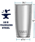 Diagram of Rambler 20 Oz Tumbler Stainless Steel Vacuum Insulated with MagSlider Lid Black