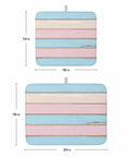 Pink Blue Wood Grain Drying Mats For Kitchen Counter And Sink, 16x18 and 18x24 inches, reversible microfiber, vintage design