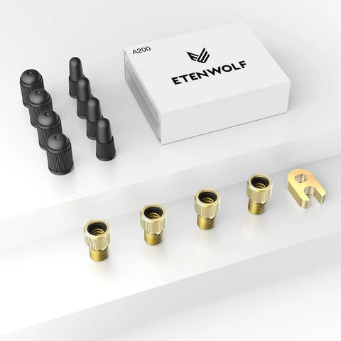 Brass Presta Valve Adapters Kit 4 Pack With 8 Caps Converts Presta To Schrader For Easy Inflation With Standard Pumps Or Air Compressors For Bike Tires