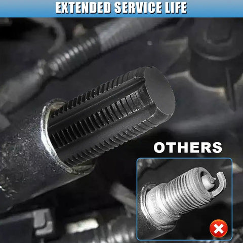 Close-up of 14mm Spark Plug Thread Repair Kit showing carbon steel tap thread detail for fixing damaged spark plug holes
