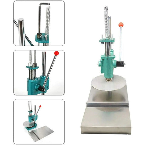 Upgrade Your Holiday Cooking Game With This No Sweat Manual Pizza Dough Press Machine features a heavy duty cast iron frame and steel plates.