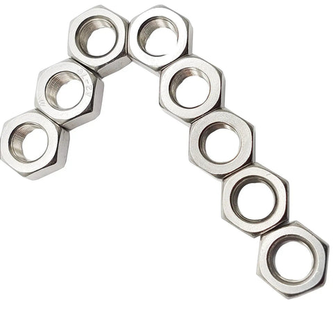 Five Pack M12 Hex Nuts With 1.0mm Pitch In Stainless Steel 304 Fine Thread Metric Hardware Silver Finish 19mm Wide 10mm Thick
