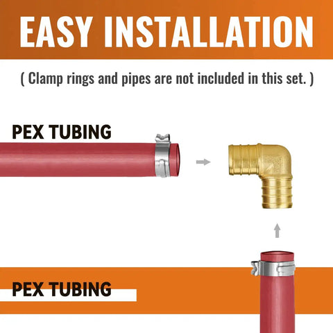 3/4 Inch PEX Elbow Fittings Pack 10 Pcs Lead Free Brass 90 Degree Elbows ASTM F1807 Plumbing Connection Setup