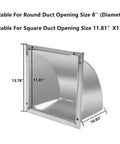 Heavy Duty 8 Inch To 12 Inch Wall Vent Cap Stainless Steel Square Ventilation Cover With Screen Mesh for Ducting