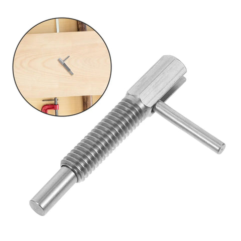 Top Shelf Stainless Steel Retractable Spring Indexing Pin For Cabinets with heavy duty grip and circular end detail.