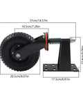 Ultra Heavy Duty 8 Inch Fence Gate Roller, Rock Solid 600 Lb Steel Core Caster With Quiet Rubber Tread, side view with dimensions.