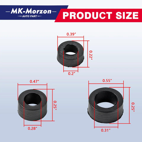 Product size diagram of 7.3L Power Stroke Diesel Fuel Line Kit with rubber seals for 1999-2003 Ford F-Series and Econoline