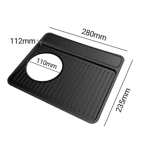 Espresso tamping mat for Breville 870/880, black silicone, 11 x 9.25 in, non-slip, heat resistant