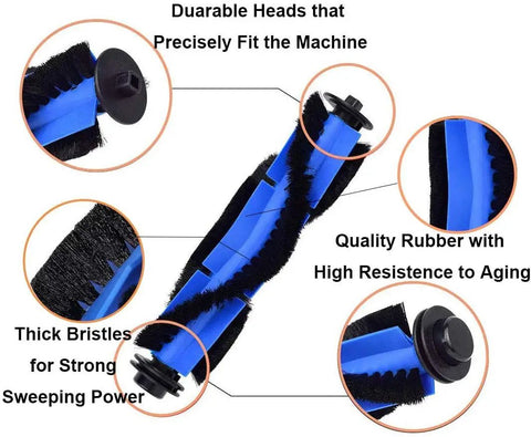 Close-up of brush roller from Must-Have Replacement Parts Kit For Ionvac SmartClean 2000 Robovac, highlighting bristles and rubber material.
