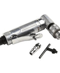 Heavy Duty Pneumatic Right Angle Die Grinder 15000 RPM Air Powered tool with 90 degree drill adapter and accessories.
