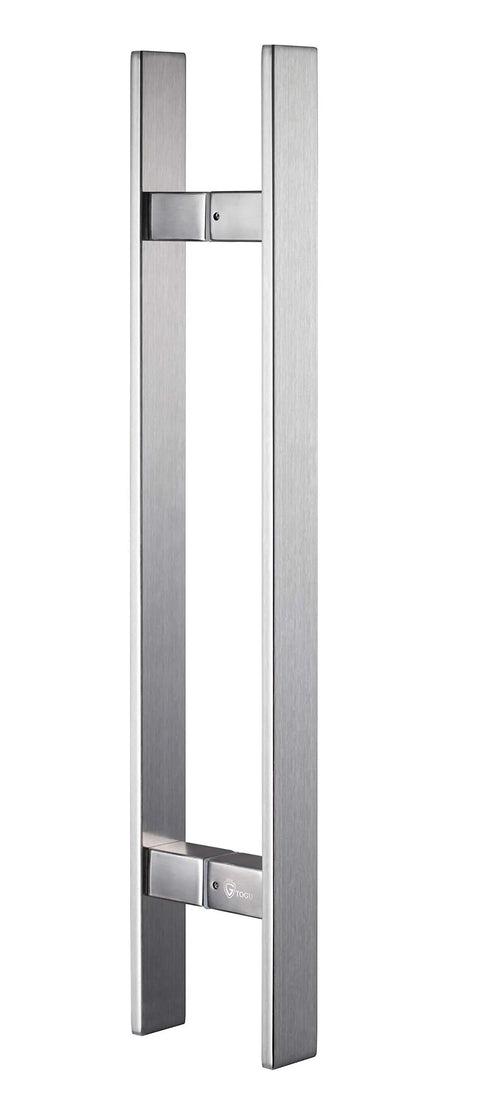 12 Inch Solid Stainless Steel Push Pull Door Handle For Barn And Glass Doors Heavy Duty Commercial Grade Brushed Finish With 304 Stainless Steel Standoffs And 4.6mm Deep Engagement pair