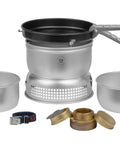 Ultralight Camping Stove Kit For Alcohol Or Butane With Dual Burners 1000 W Spirit Burner And 2100 W Gas Burner Includes 2 Ultralight Aluminum Pans