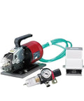 Get This Pro Hydraulic Crimper And Pneumatic Electric Terminal Crimping Machine With Interchangeable Dies For Connector Lug Ferrules As A Sweet Professional Tool Kit Featuring High Efficiency Brushless Motor Smooth Operation And Long Lasting. Hydraulic crimping tool with air hose, regulator, and foot pedal