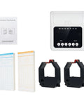 No Sweat Electronic Time Clock For Employee Attendance With Secure Passcode Lock and Bulk Time Cards with instruction manual and card holders.