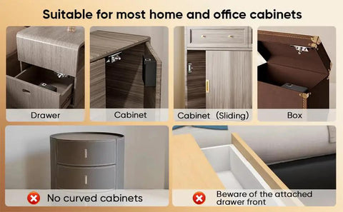 Invisible Bluetooth Cabinet Locks With RFID Card Access and No Drilling Install on various cabinet types