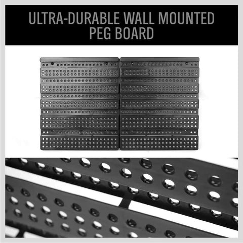 30 Bin Wall Mounted Storage Rack System For Heavy Duty Garage Organization with pegboard panels front view